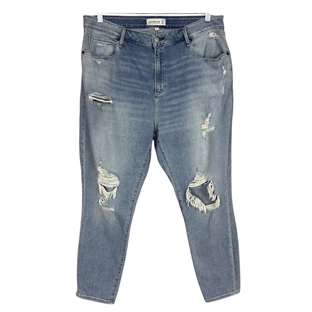 Abercrombie &‎ Fitch High Rise Super Skinny Ankle Curve Love Distressed Size 18R